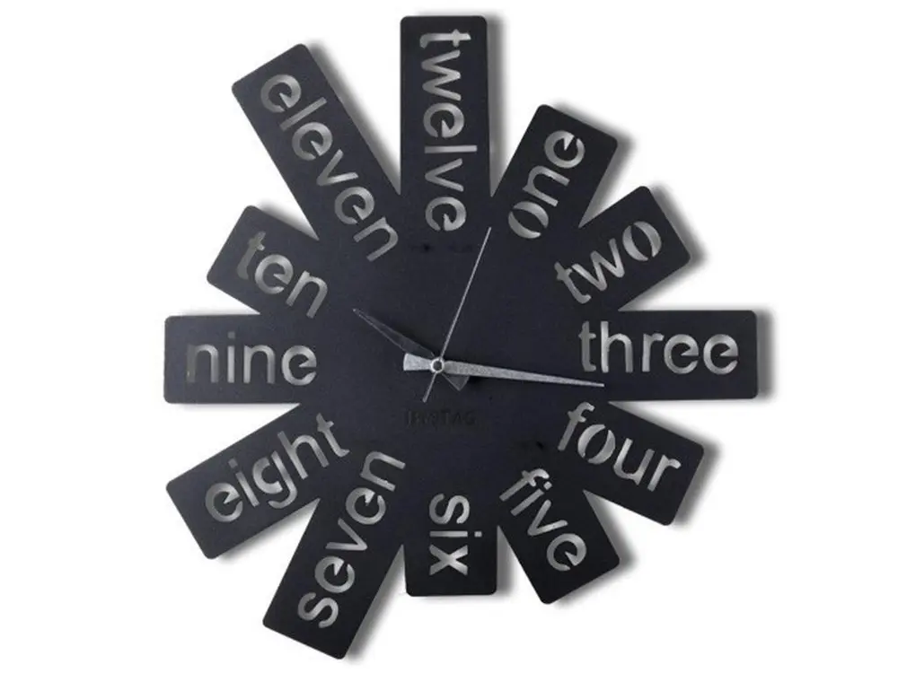 Montre en métal décoratif avec "numéros en anglais" 50x50cm, 100% metal