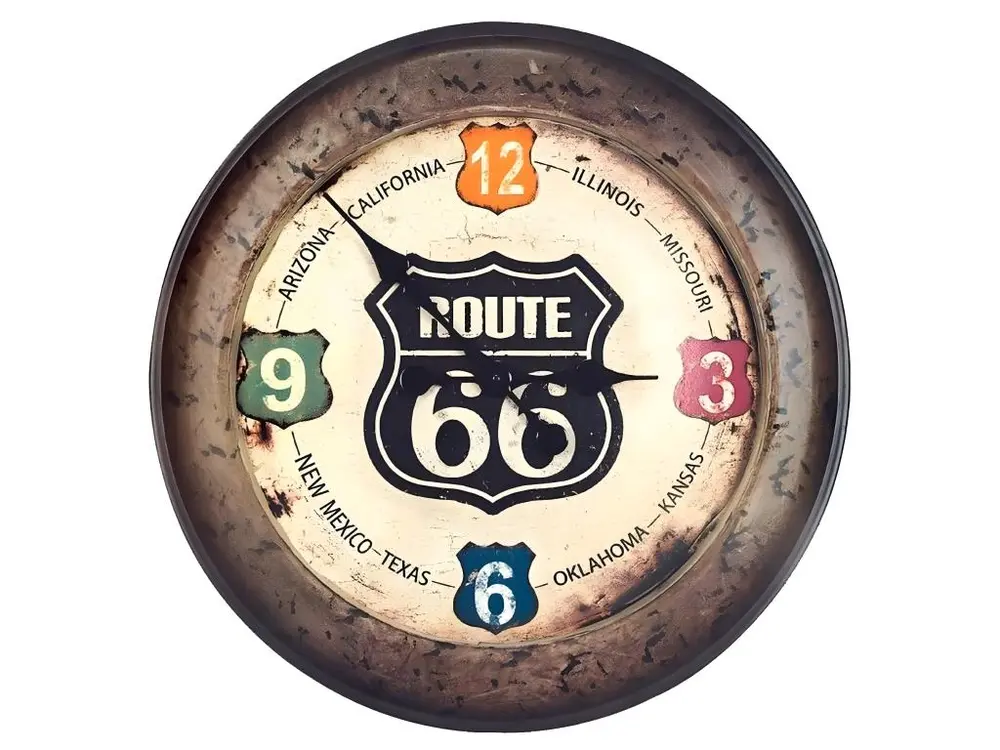 Pendule ronde Route 66 - 52 cm