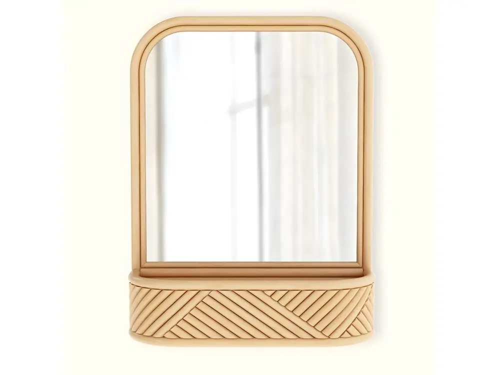 Miroir Mural avec Cadre en Rotin - Style Boho Bali - Amara Naturel