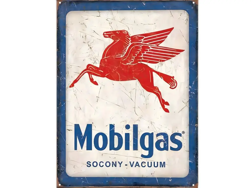 Plaque métallique Rectangulaire Mobilgas 40.5 x 31.5 cm