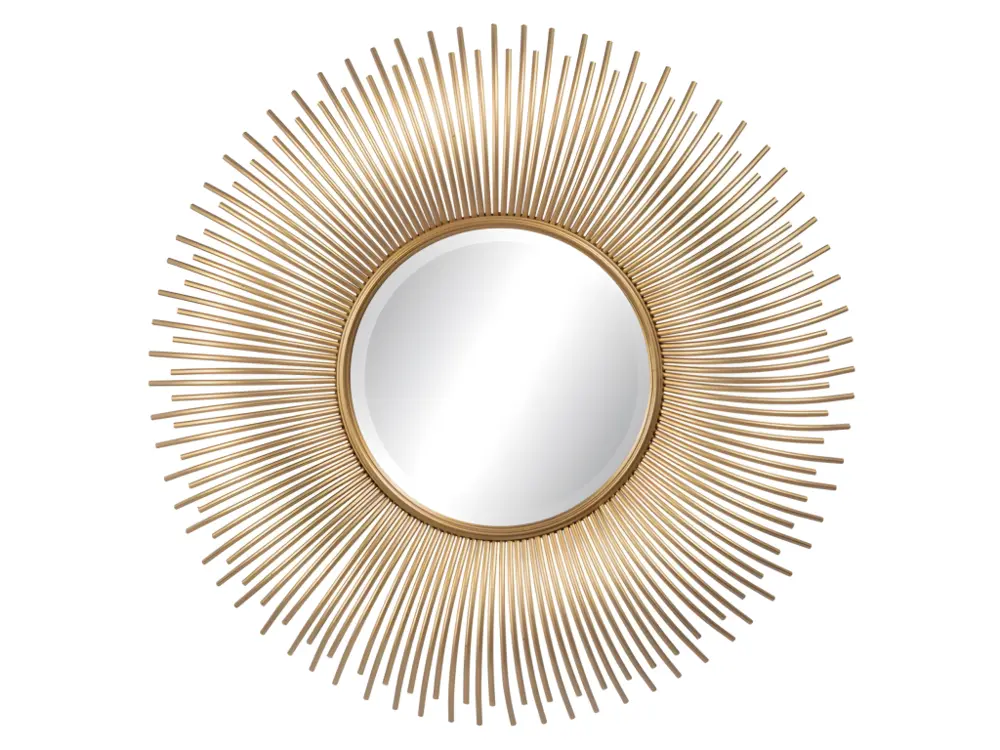 Miroir rond design soleil doré 80 cm Graf