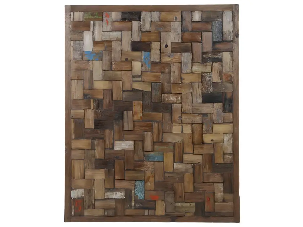 Panneau morceaux en bois multicolorés 80 x 100