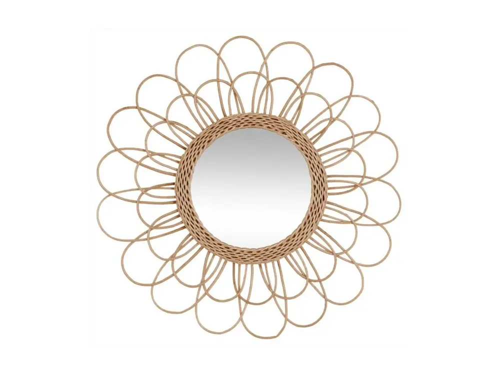 Miroir mural Fleur en Rotin D 56 cm