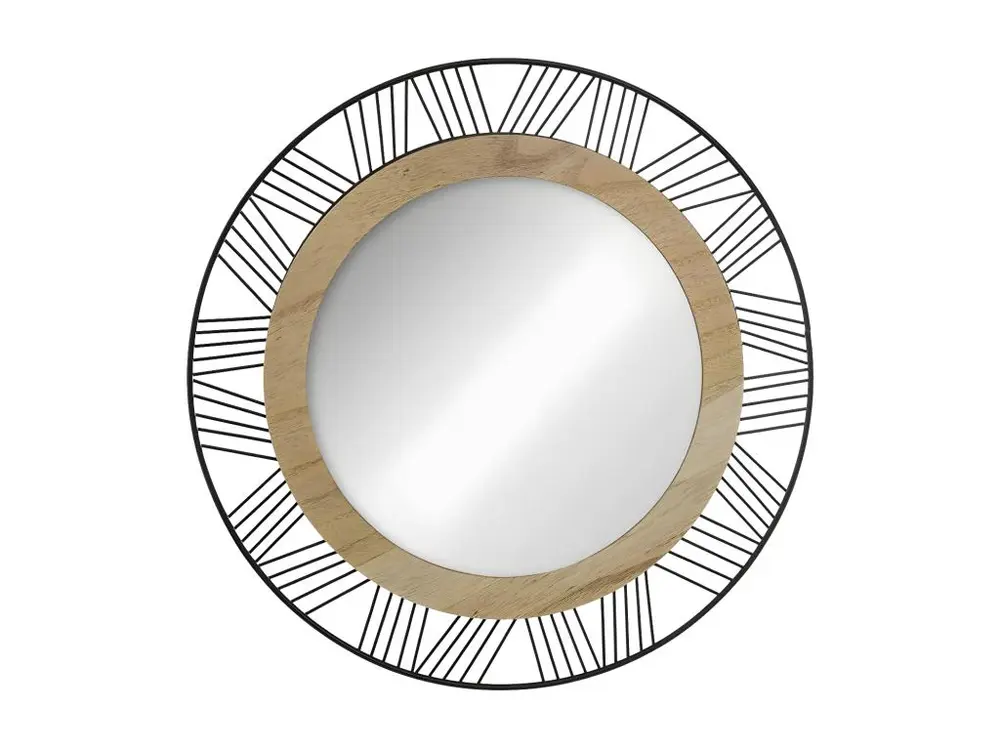 Miroir Rond en Métal & Bois "Joe" 45cm Noir