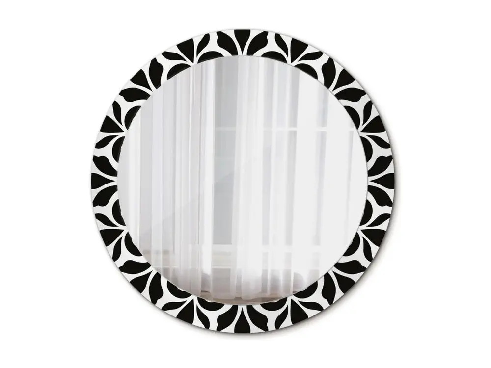 Miroir rond décoratif - Ornement noir - 80 cm