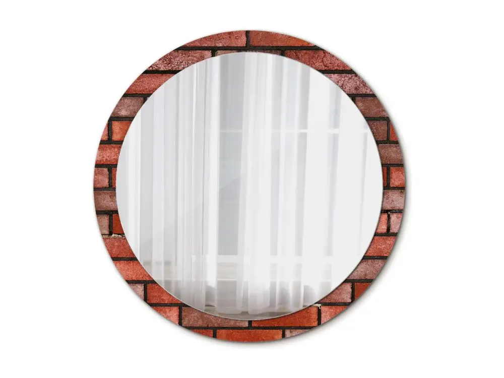 Miroir rond décoratif - Brique rouge - 100 cm