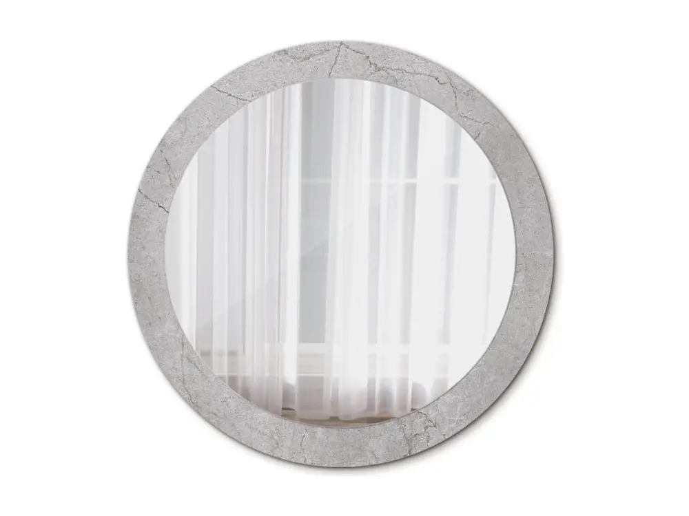 Miroir rond décoratif - Ciment gris - 80 cm