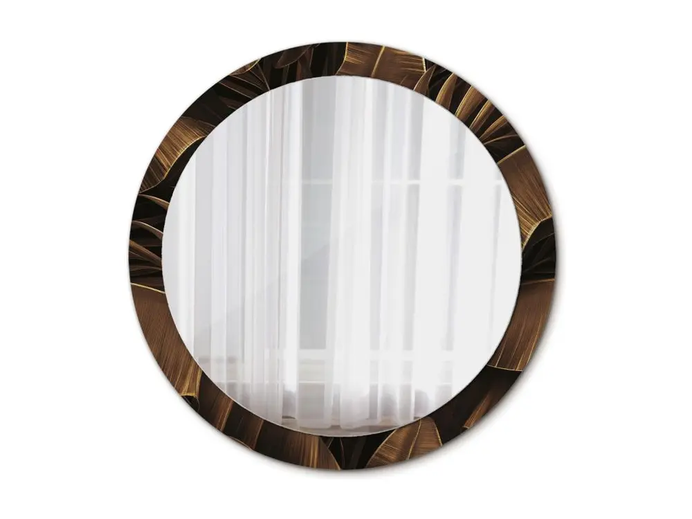 Miroir rond décoratif - Feuilles de bananier marron - 90 cm