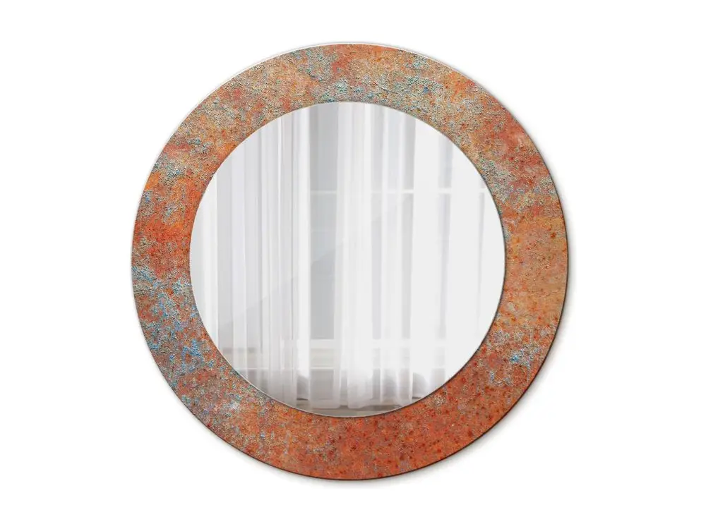 Miroir rond décoratif - Métal rouille - 50 cm