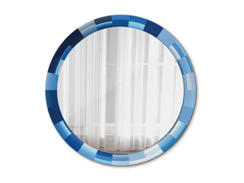 Miroir rond décoratif - Bleu abstrait - 90 cm