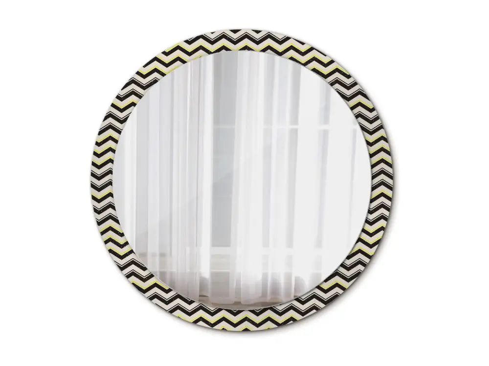 Miroir rond décoratif - Motif zigzag - 100 cm