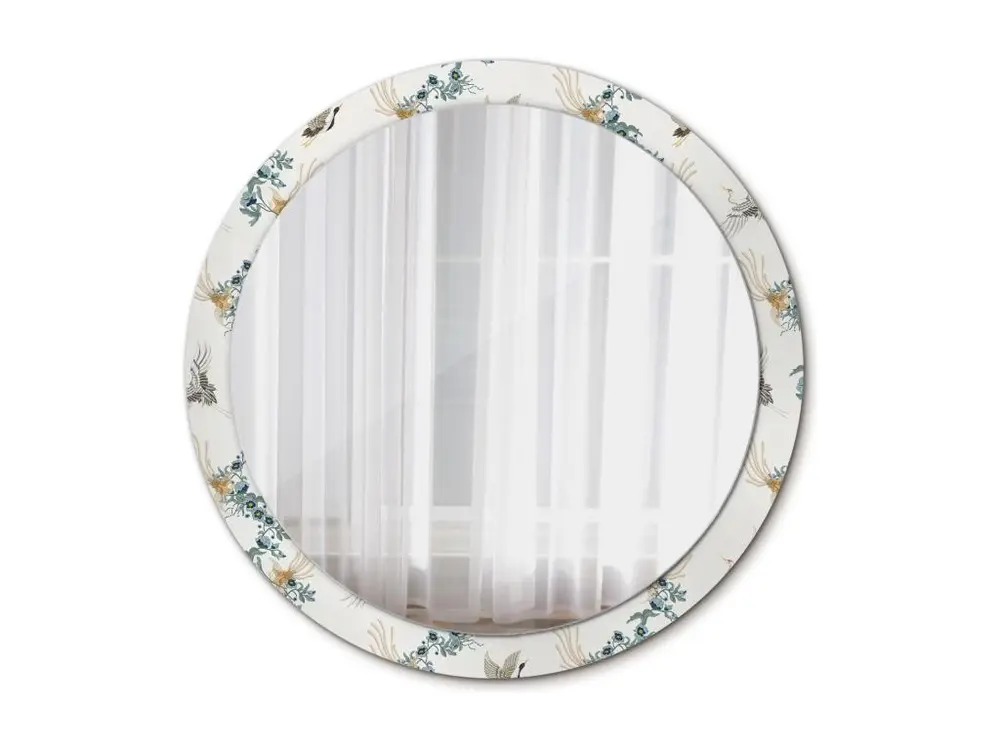 Miroir rond décoratif - Oiseaux chinois - 100 cm