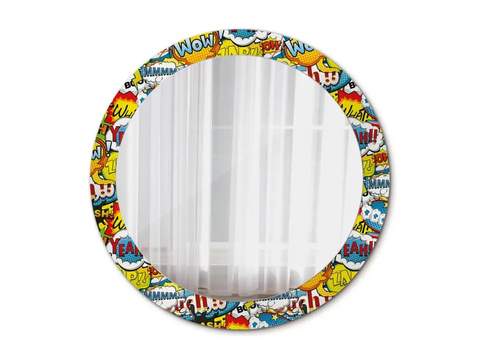 Miroir rond décoratif - Motif style bande dessinée - 80 cm