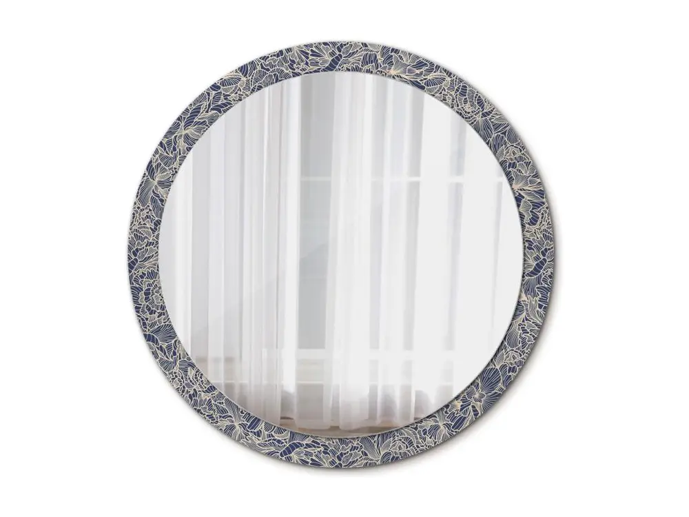 Miroir rond décoratif - Fleurs - 100 cm