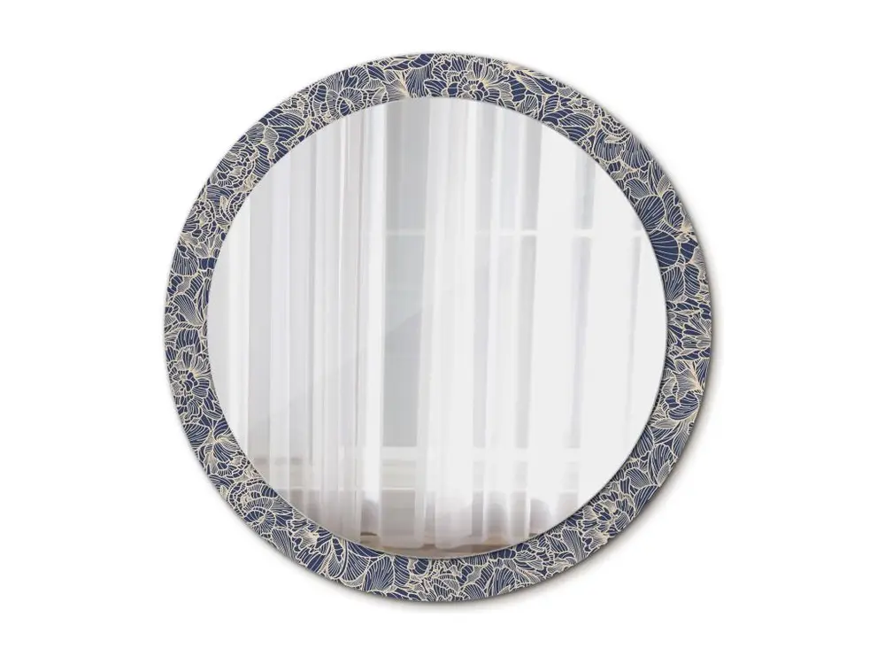 Miroir rond décoratif - Fleurs - 90 cm