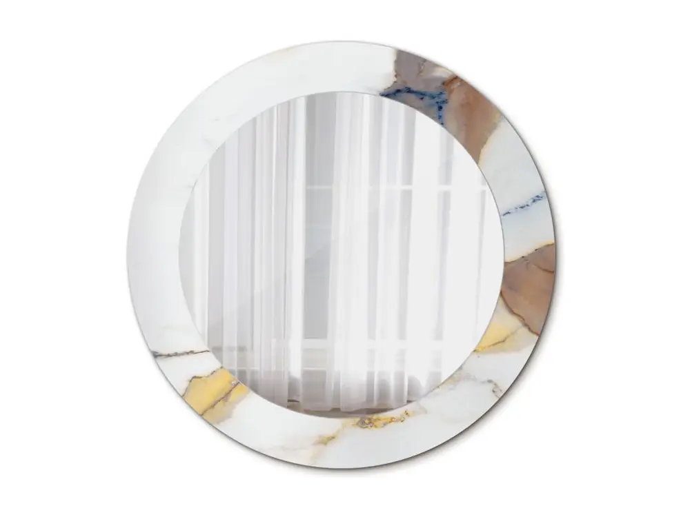 Miroir rond décoratif - Marbre blanc - 60 cm