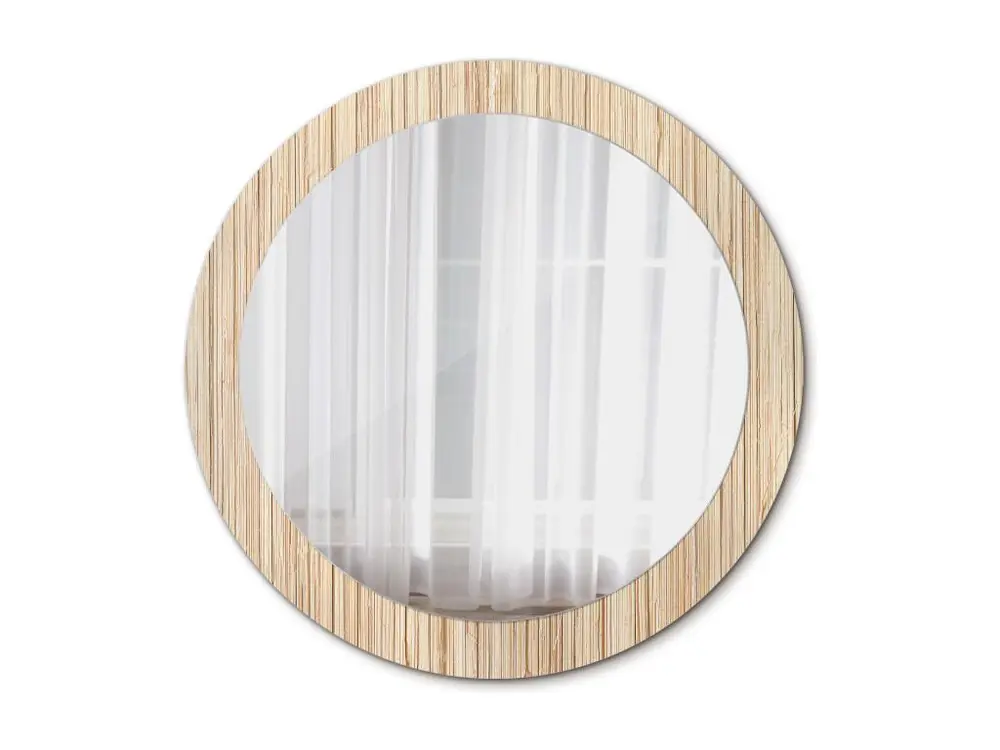 Miroir rond décoratif - Paille de bambou - 80 cm