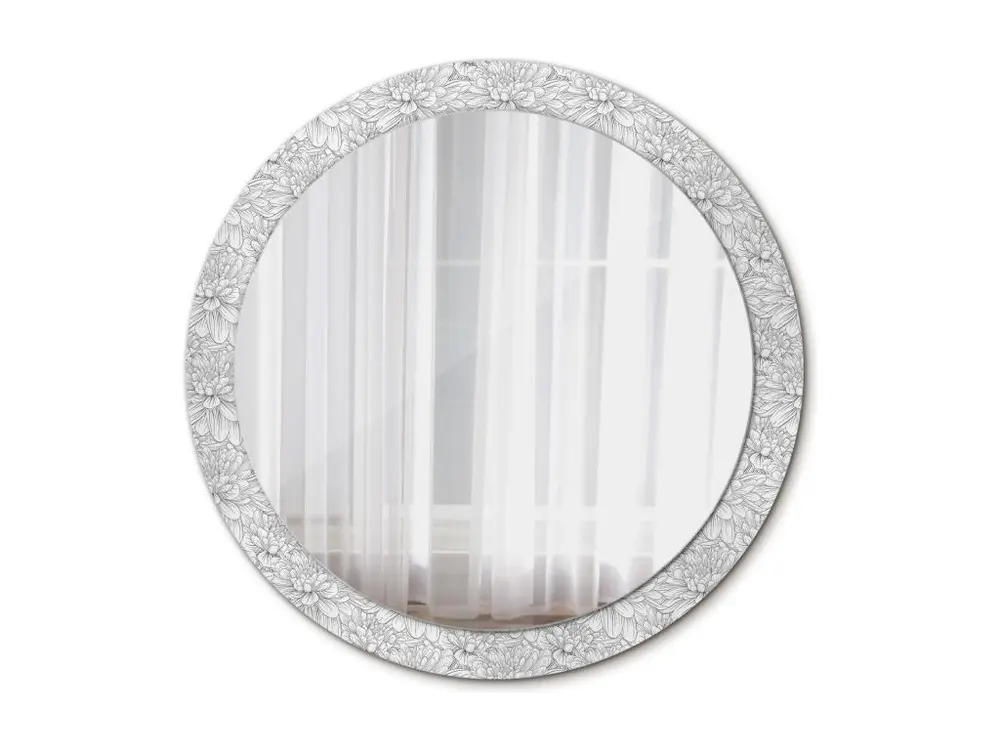 Miroir rond décoratif - Fleurs de Lotus - 90 cm