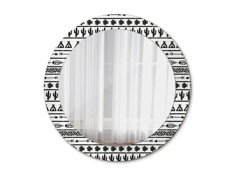 Miroir rond décoratif - Feuille abstraite - 70 cm