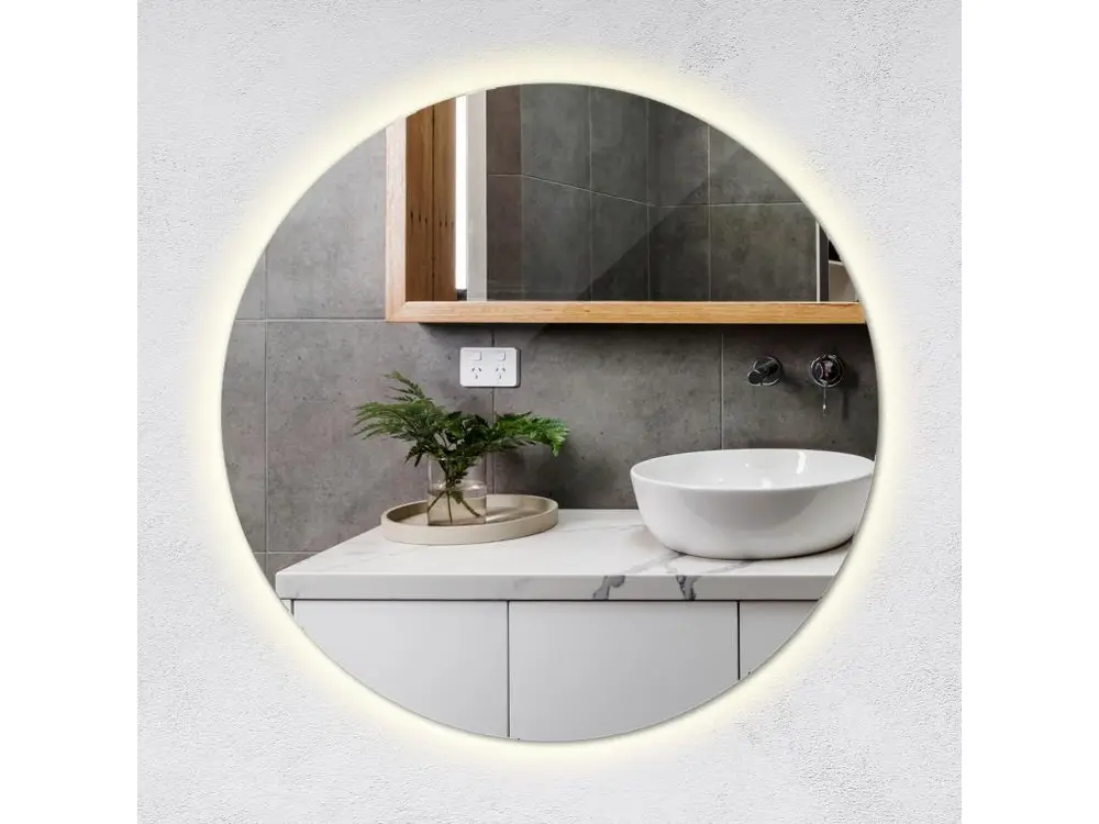 Miroir avec éclairage LED idéal pour le salon Couleur neutre Ø70