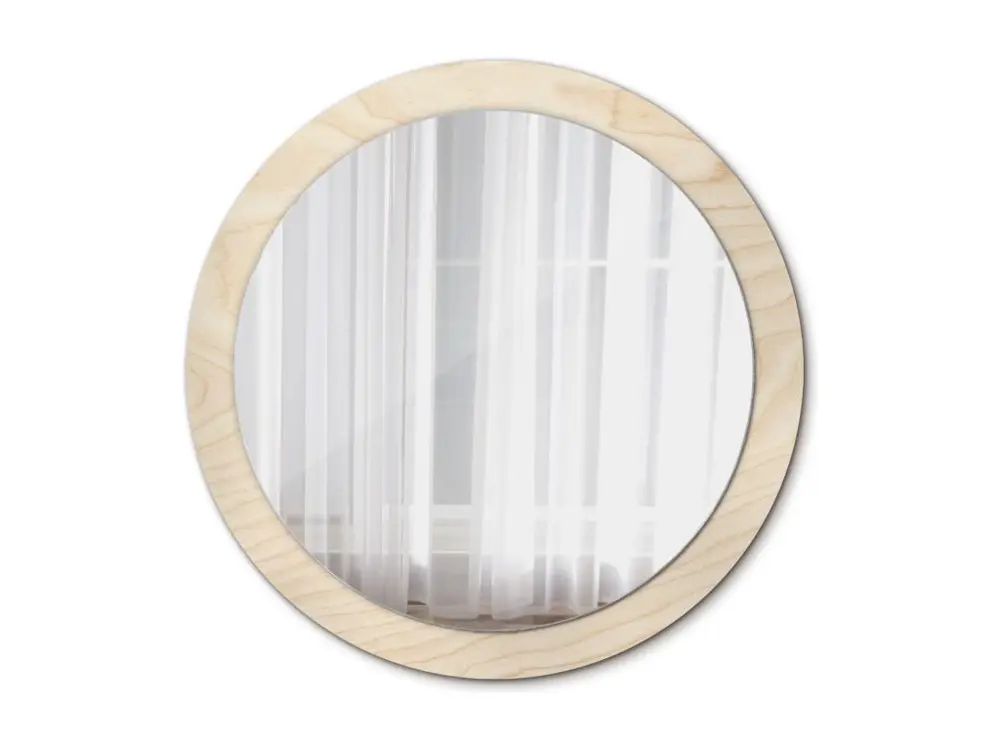 Miroir rond décoratif - Bois clair - 90 cm