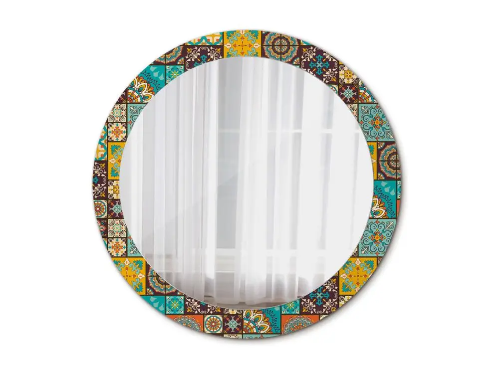 Miroir rond décoratif - motif arabe - 80 cm