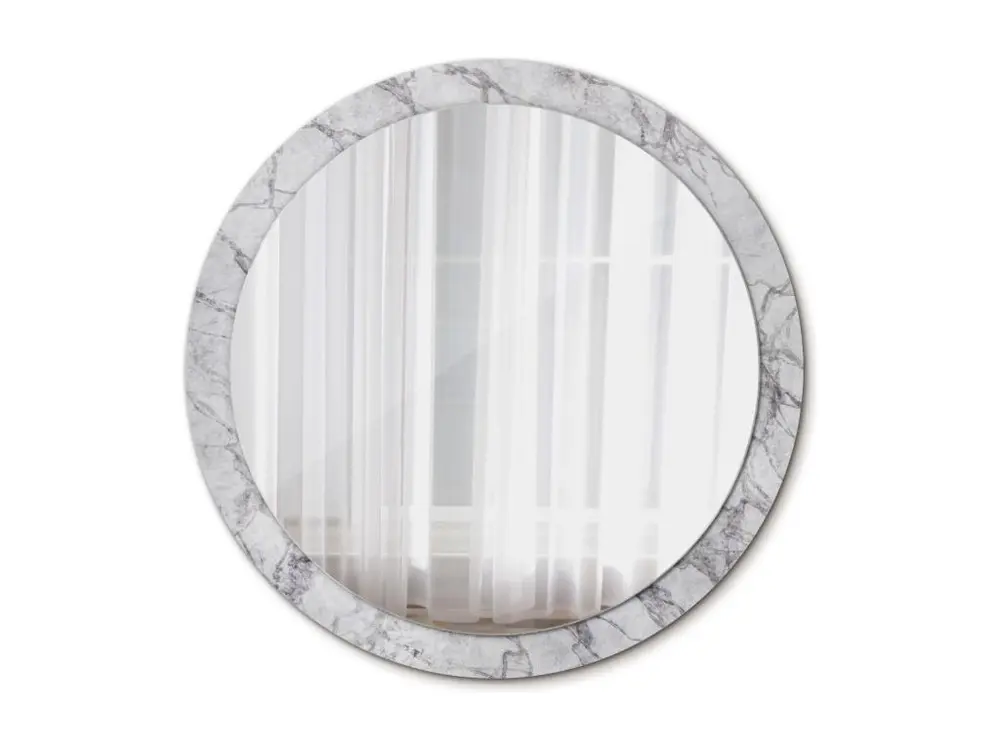 Miroir rond décoratif - Marbre blanc - 100 cm