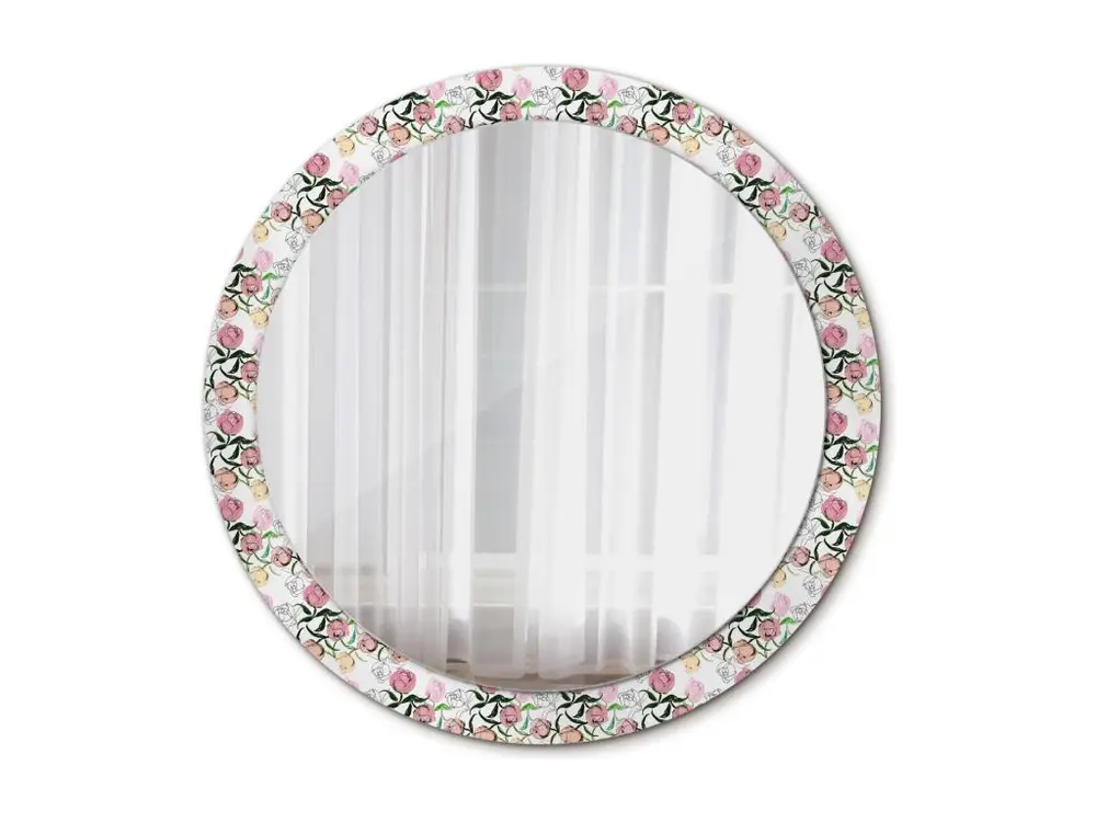 Miroir rond décoratif - Bourgeons de Pivoine - 90 cm