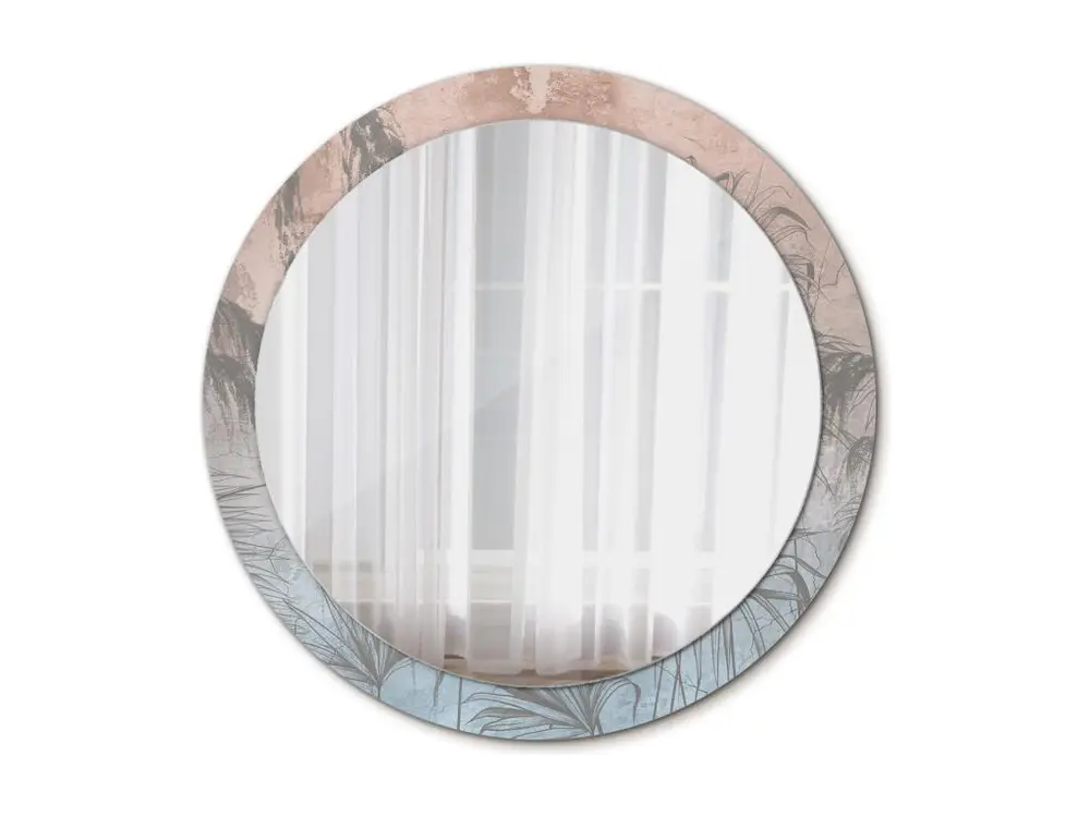 Miroir rond décoratif - Fleurs tropicales - 90 cm