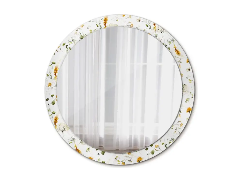 Miroir rond décoratif - Fleurs sauvages - 90 cm