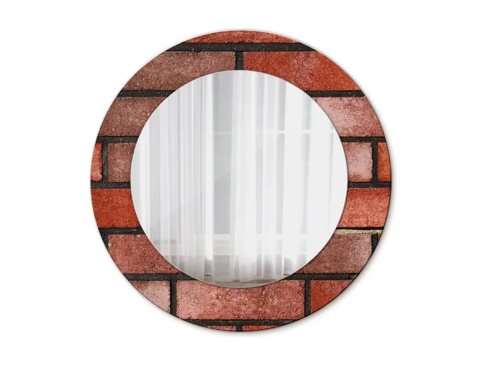 Miroir rond décoratif - Brique rouge - 50 cm