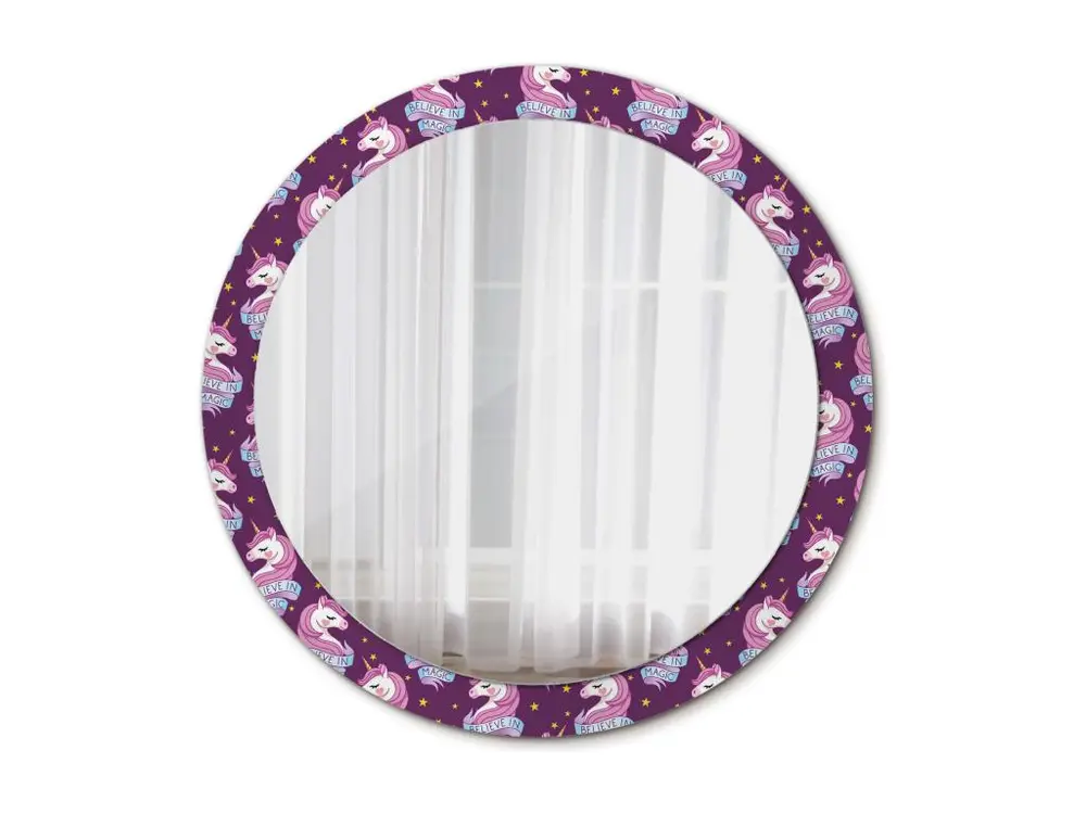 Miroir rond décoratif - Licorne étoiles - 90 cm