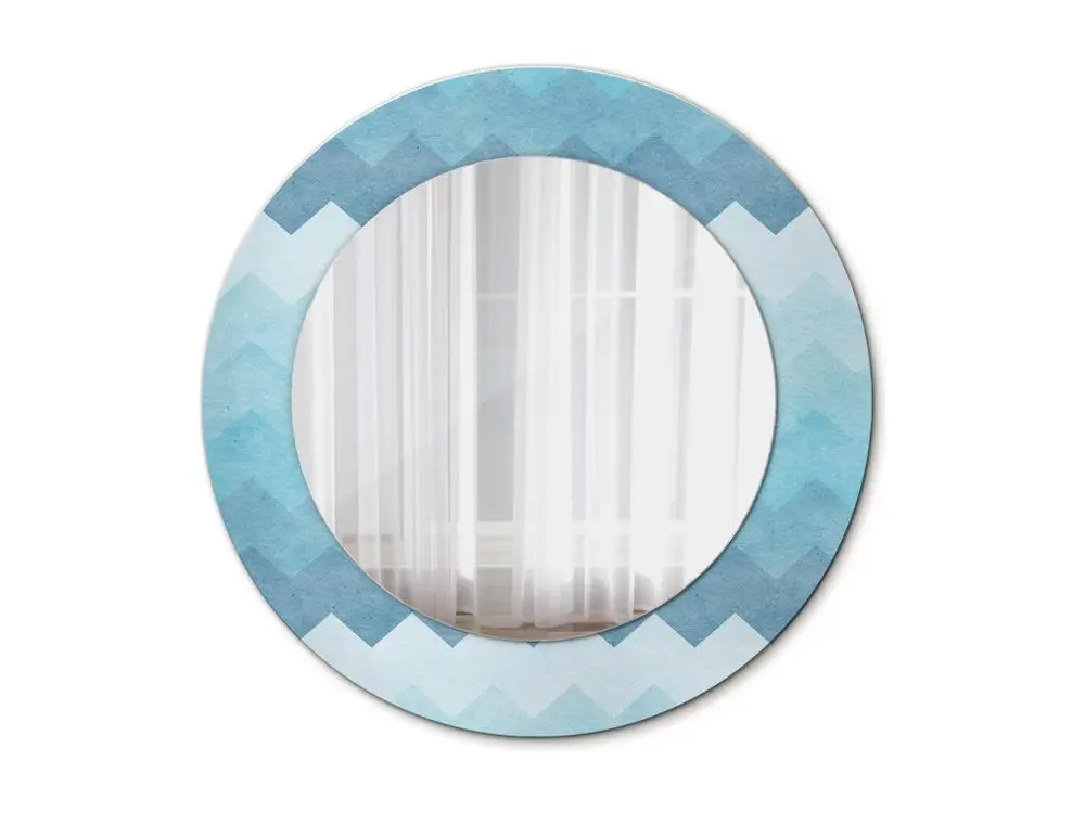 Miroir rond décoratif - Chevron bleu - 50 cm