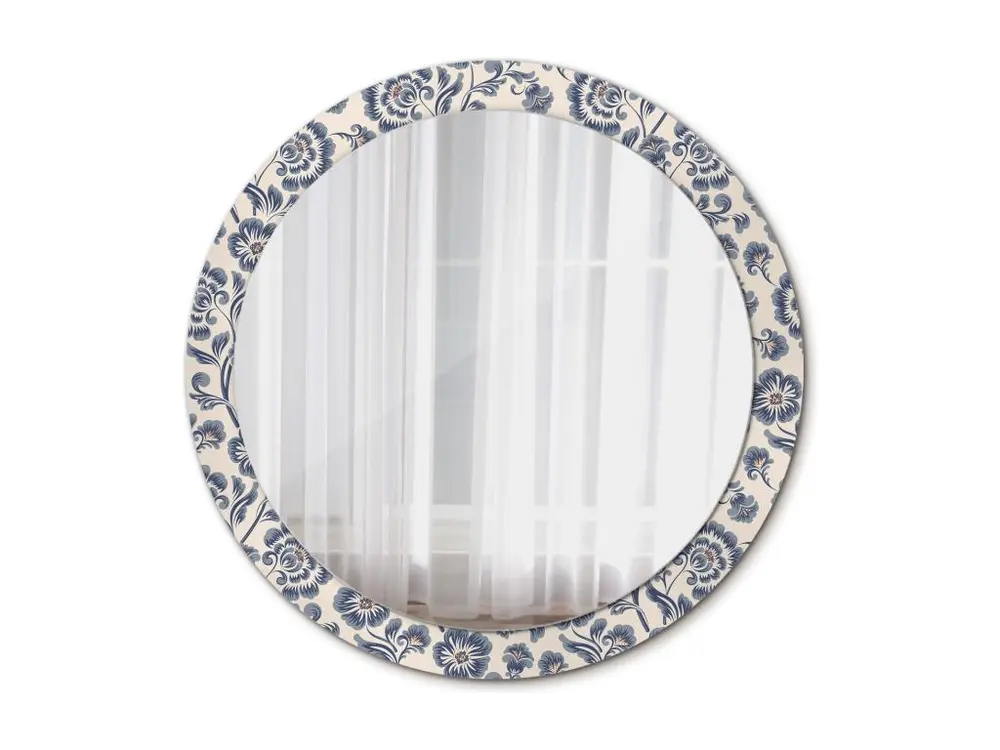 Miroir rond décoratif - Motif floral - 90 cm