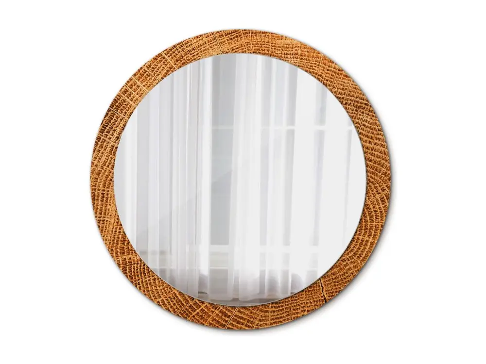 Miroir rond décoratif - Bois de chêne - 90 cm