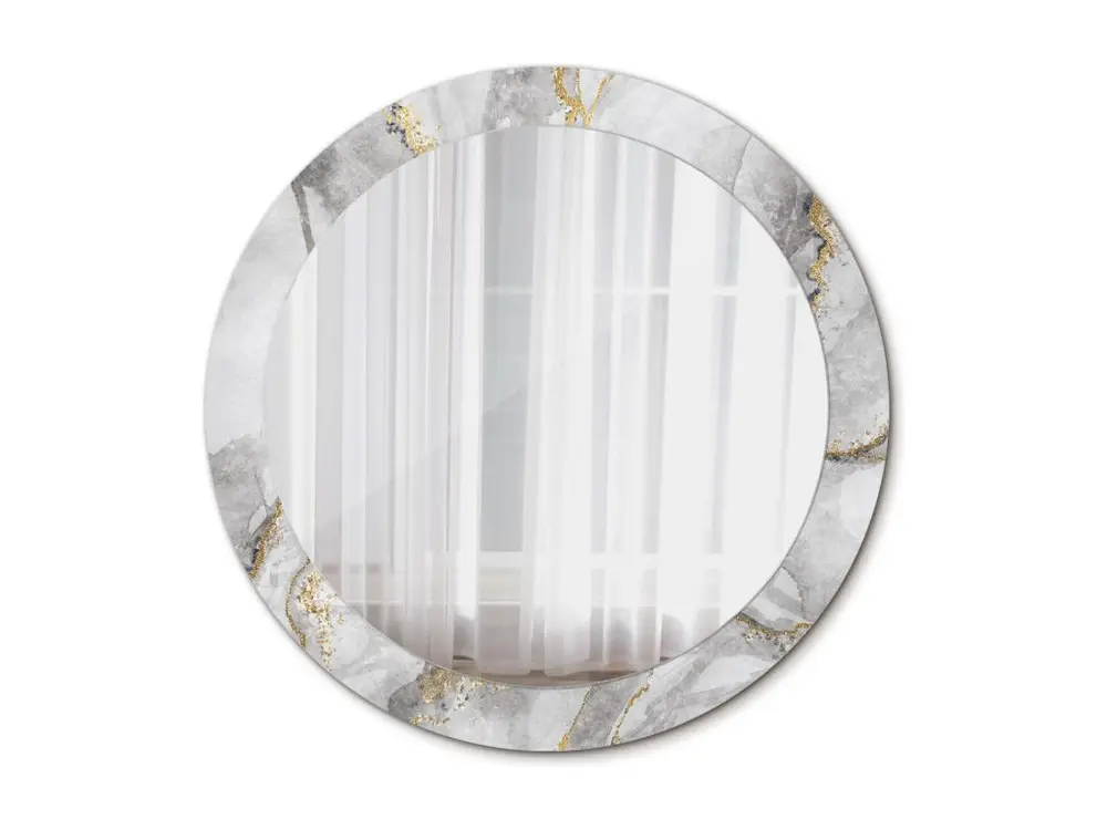 Miroir rond décoratif - Motif marbre - 80 cm