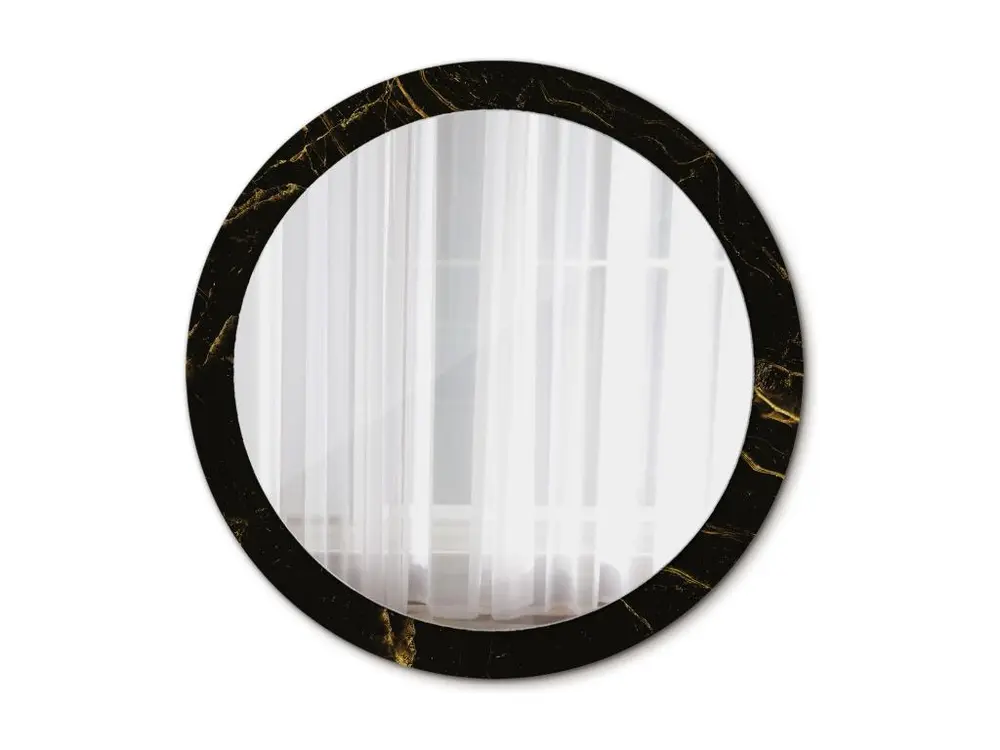 Miroir rond décoratif - Marbre noir - 90 cm