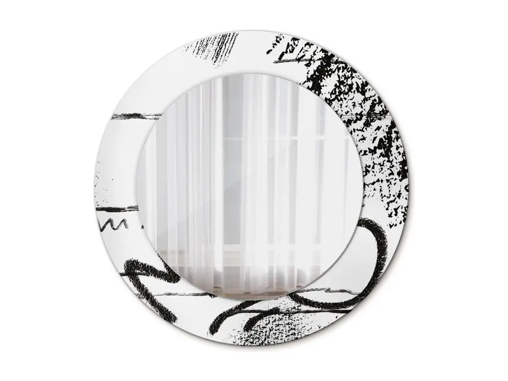 Miroir rond décoratif - Motif Graffiti - 50 cm