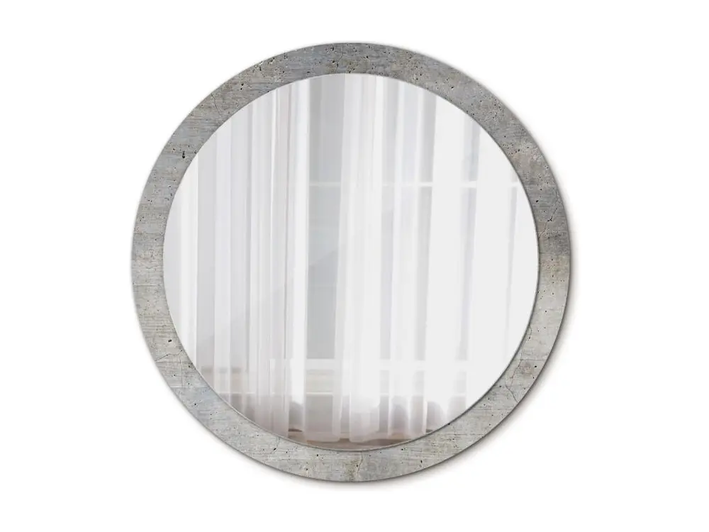 Miroir rond décoratif - Béton gris - 100 cm