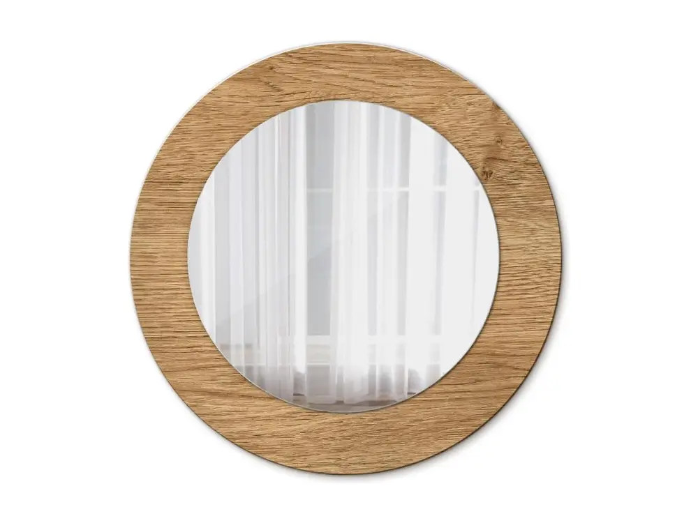 Miroir rond décoratif - Texture bois - 50 cm