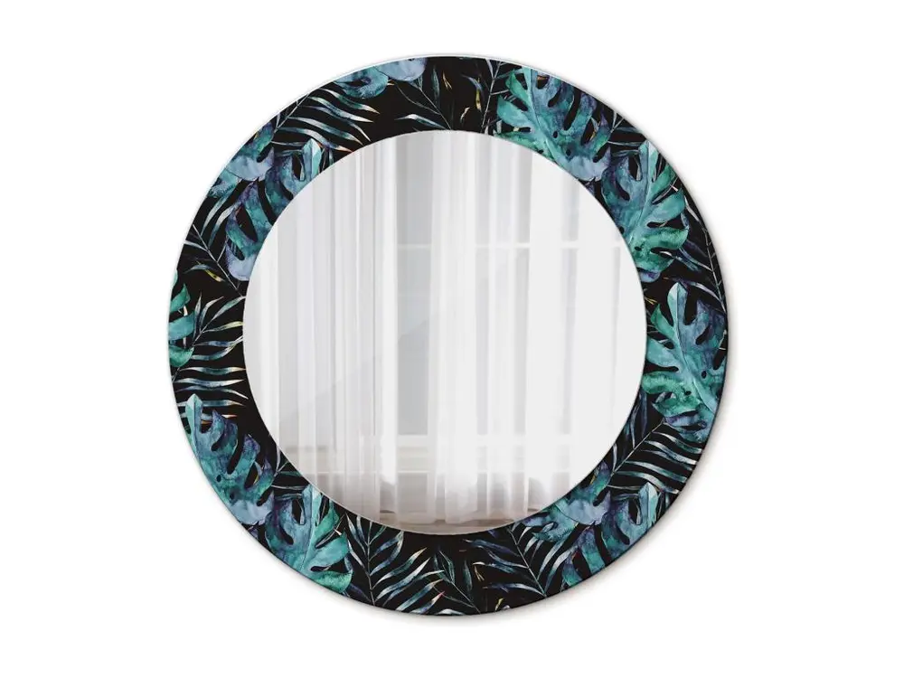 Miroir rond décoratif - Feuilles exotiques - 50 cm