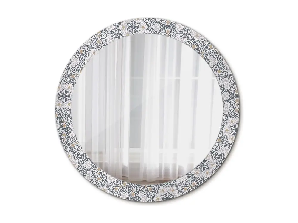 Miroir rond décoratif - Ornements géométriques - 80 cm