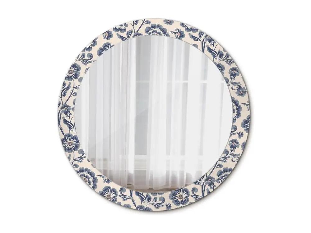 Miroir rond décoratif - Motif floral - 80 cm