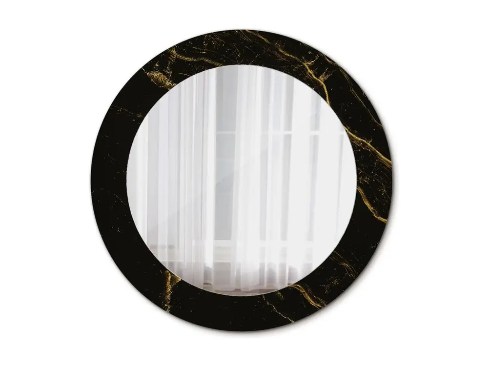 Miroir rond décoratif - Marbre noir - 60 cm