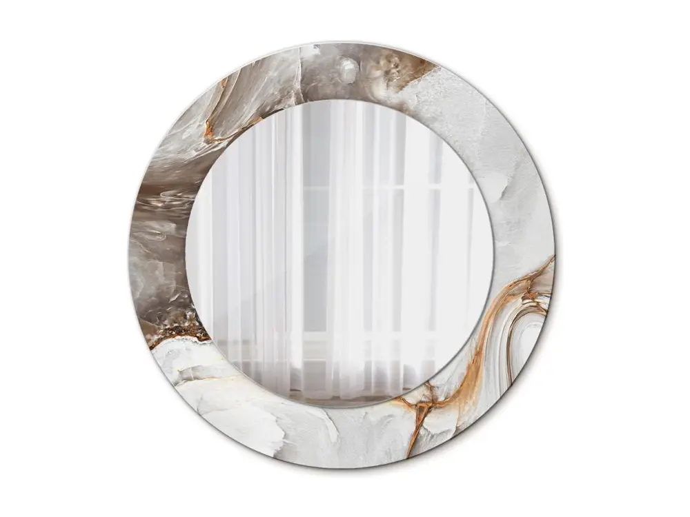 Miroir rond décoratif - Marbre clair - 50 cm