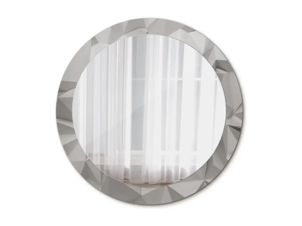 Miroir rond décoratif - Cristal blanc abstrait - 80 cm