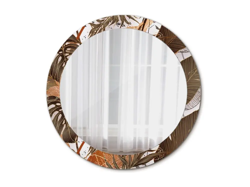 Miroir rond décoratif - Feuilles de palmier - 80 cm