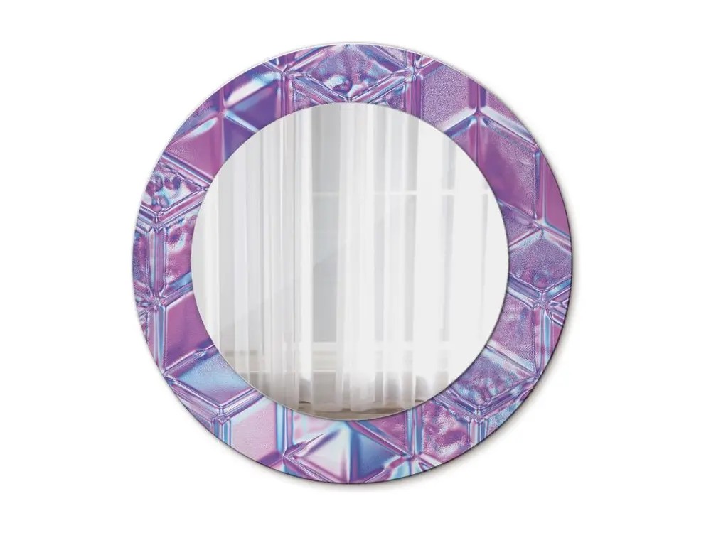 Miroir rond décoratif - Motif cristal - 50 cm