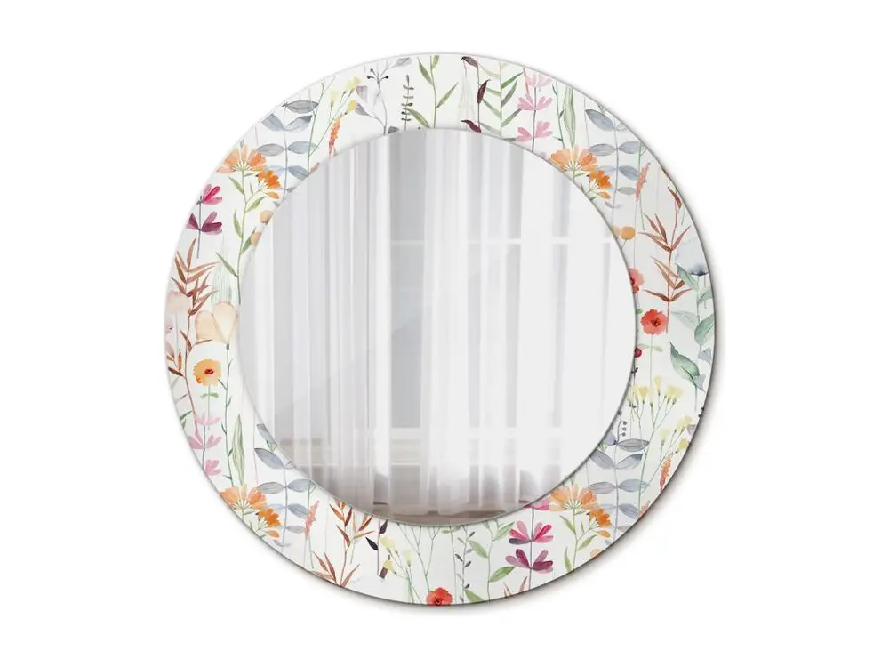 Miroir rond décoratif - Fleurs sauvages - 50 cm