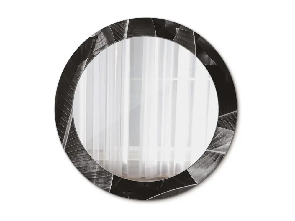 Miroir rond décoratif - Feuilles tropicales - 70 cm